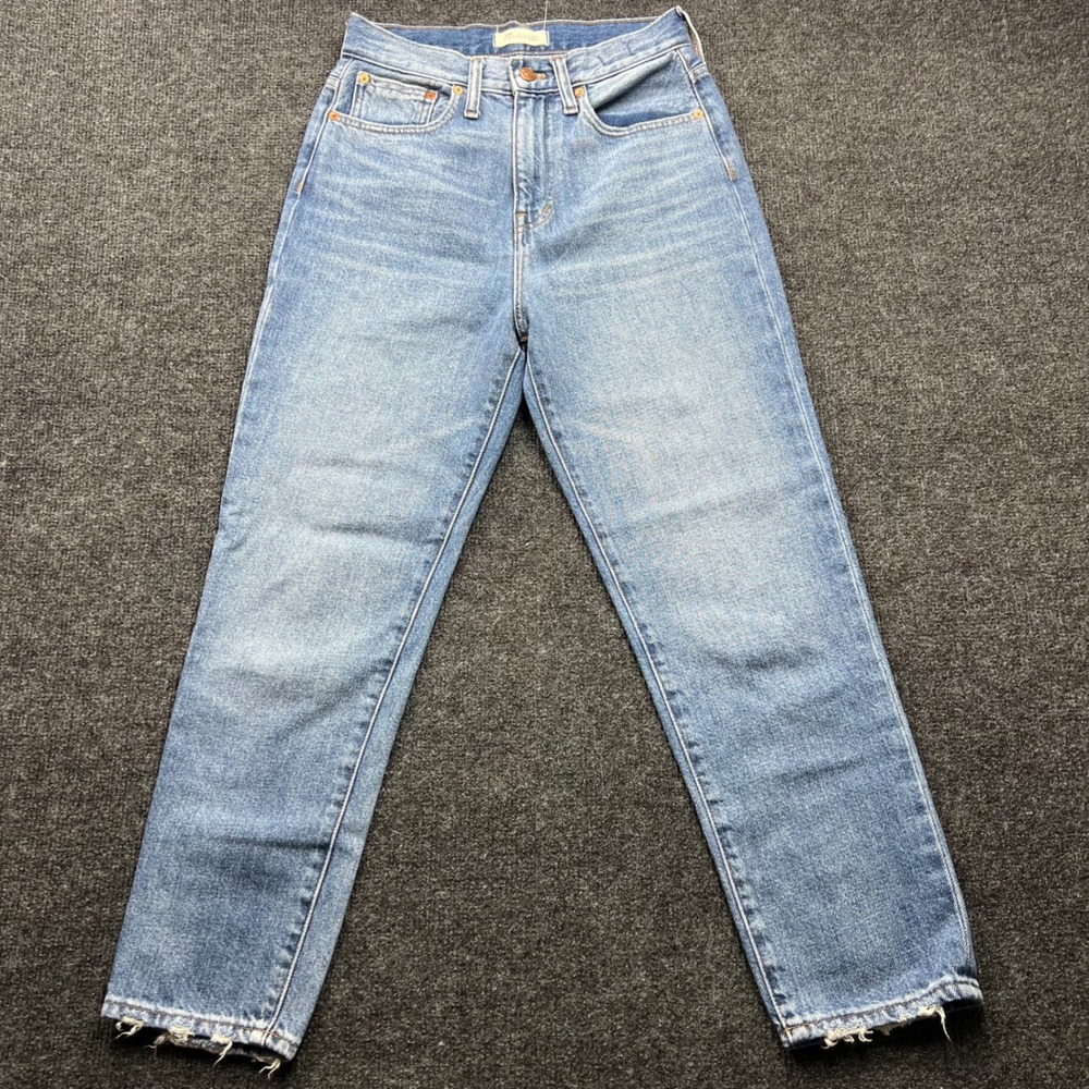 Madewell The Momjean High Rise Tapered Leg Light Wash Blue Denim Jeans Size 26